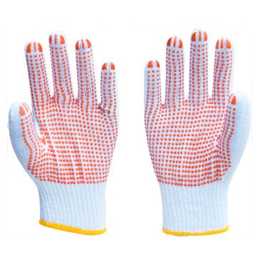 Anti-slip pvc gloves with rubber dots