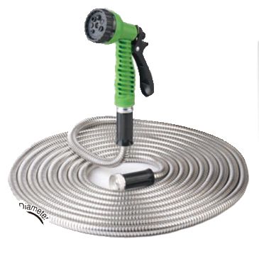 stainless steel garden hose with 7-way-spray