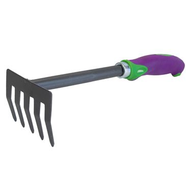 High Quality 5 Teeth Steel Grass Garden Rake with TPR handle